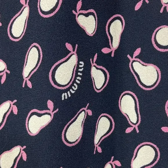 NWOT MIU MIU Skirt 38/US~S ITALY Logo-Spell-Out-Writing Pear-Print Maxi Midi Zip